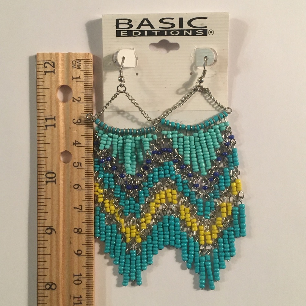 Native American Inspired Vintage Y2K Seed Bead Earrings, NWT - Picture 7 of 8